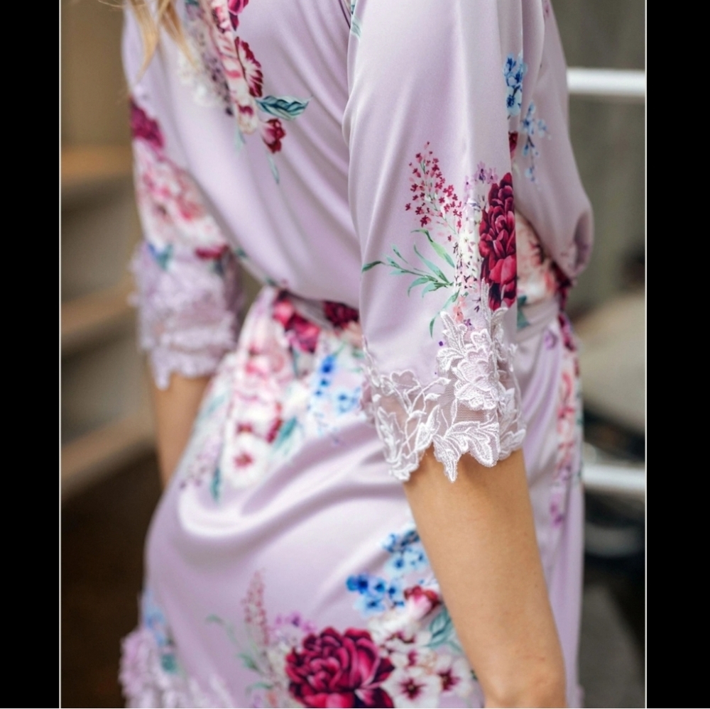 LeRose Elvira Lace Bridesmaid Robe, Size XXS/XS